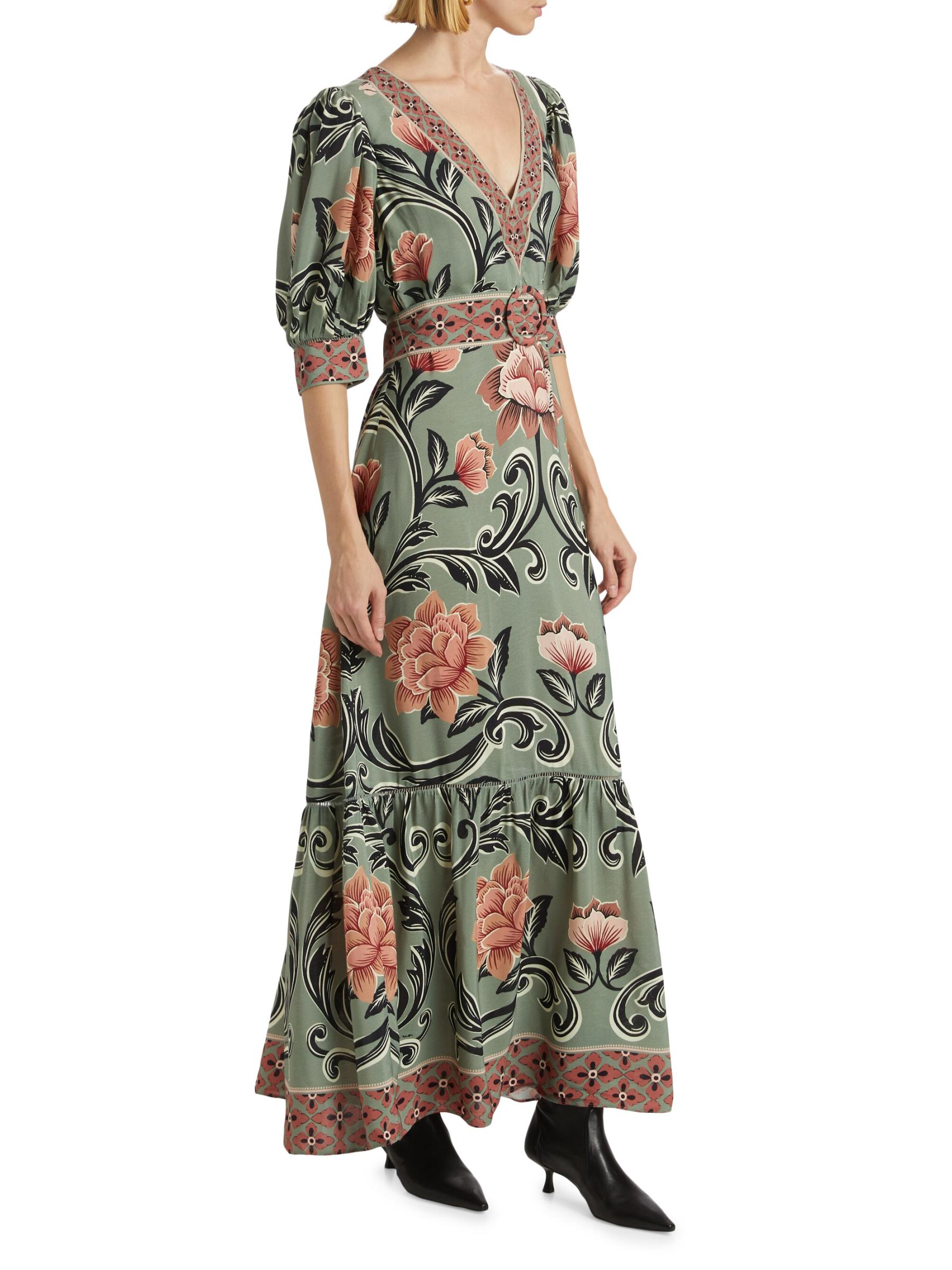 花柄 Vネック マキシドレス 花柄 Vネック マキシドレス