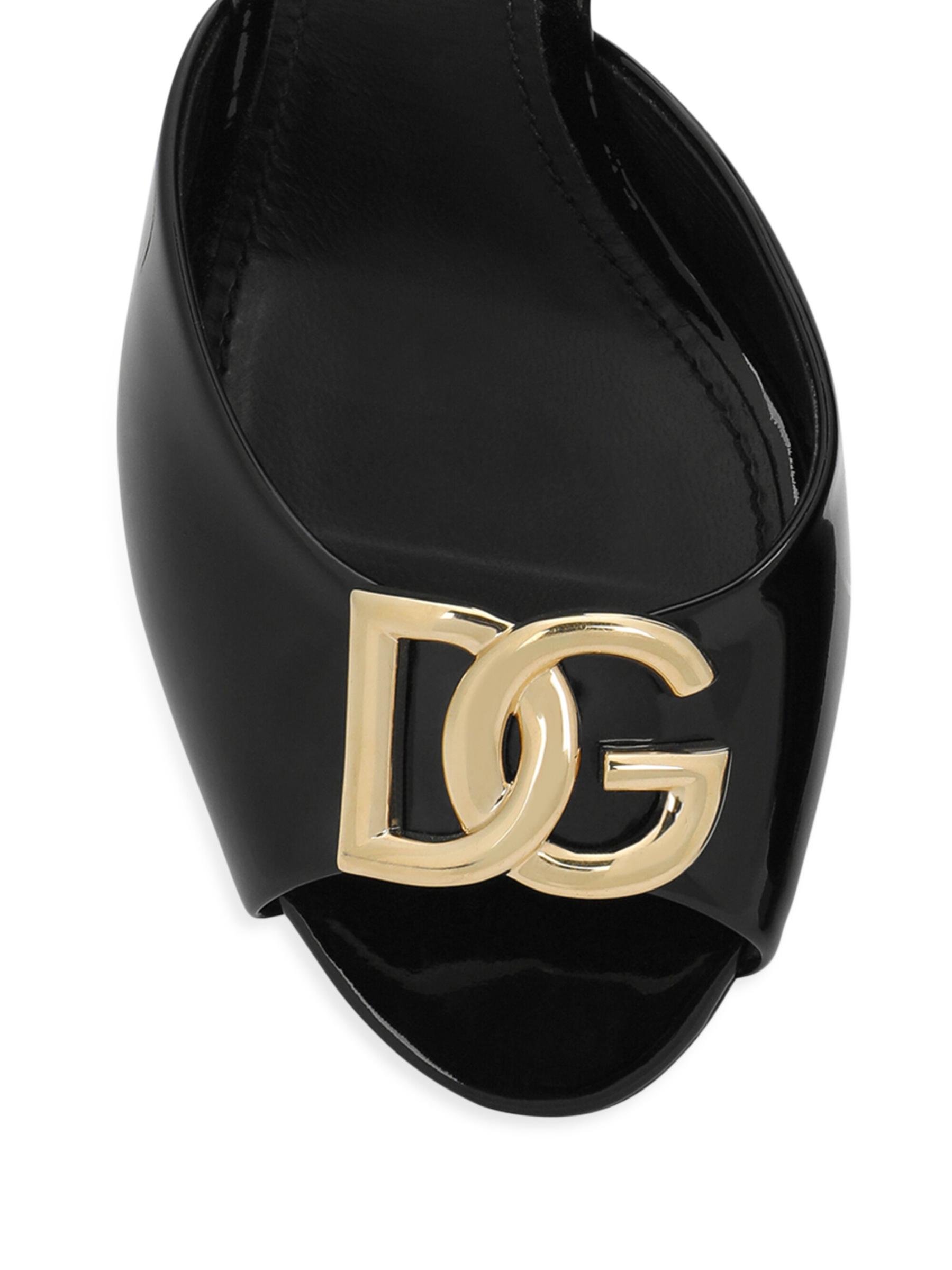 Shop DOLCE&GABBANA - 90MM Leather Logo Mules | Saks Fifth