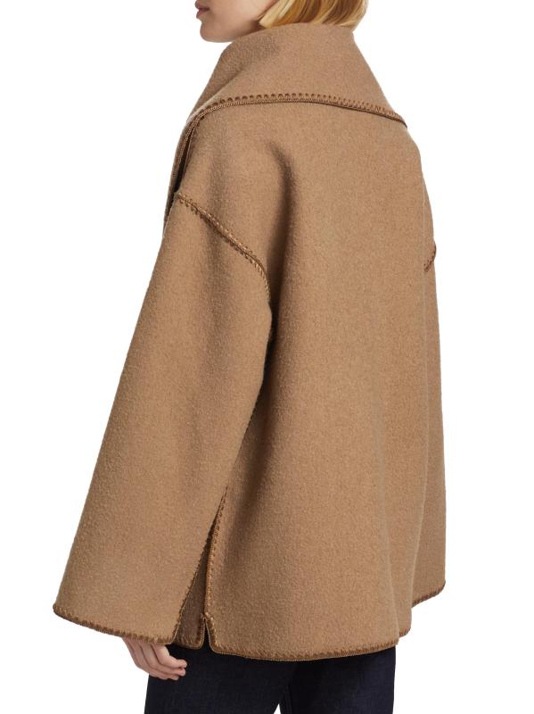 Shop Totême - Embroidered Wool-Blend Scarf Jacket | Saks