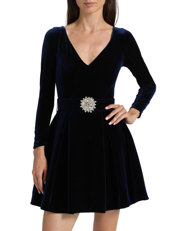 Long Sleeve Chiara Boni Saks Fifth Avenue Shop Chiara Boni La Petite Robe  Embellished Velvet Belted