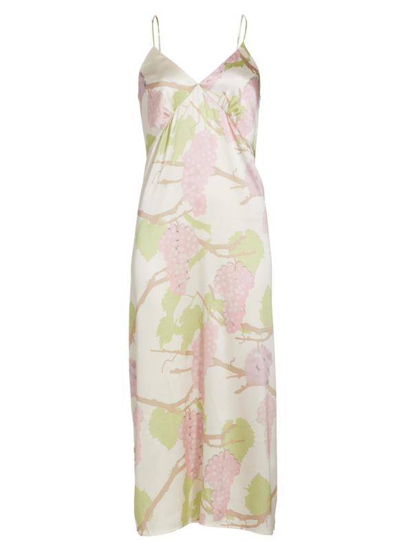 فستان جيني قصير من الحرير بنقشة الزهور