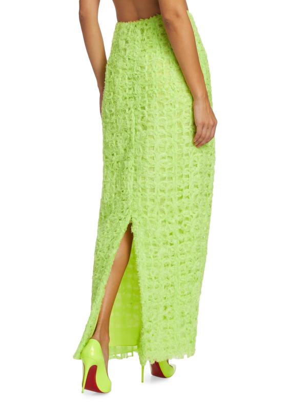 #4: تنورة متوسطة الطول بنقشة خماسية - أخضر ليموني فاتح