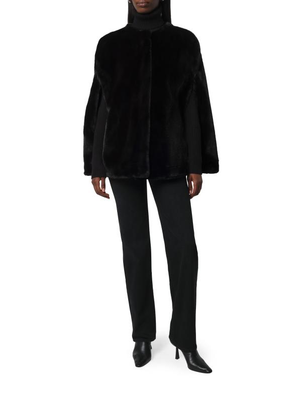 #6: كاب من الفرو الصناعي بطبعة Sloane - أسود