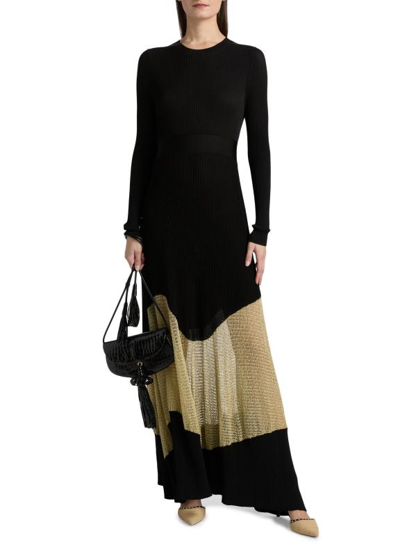 #2: فستان Roanne الطويل المحبوك من الصوف والكشمير - الذهب الأسود