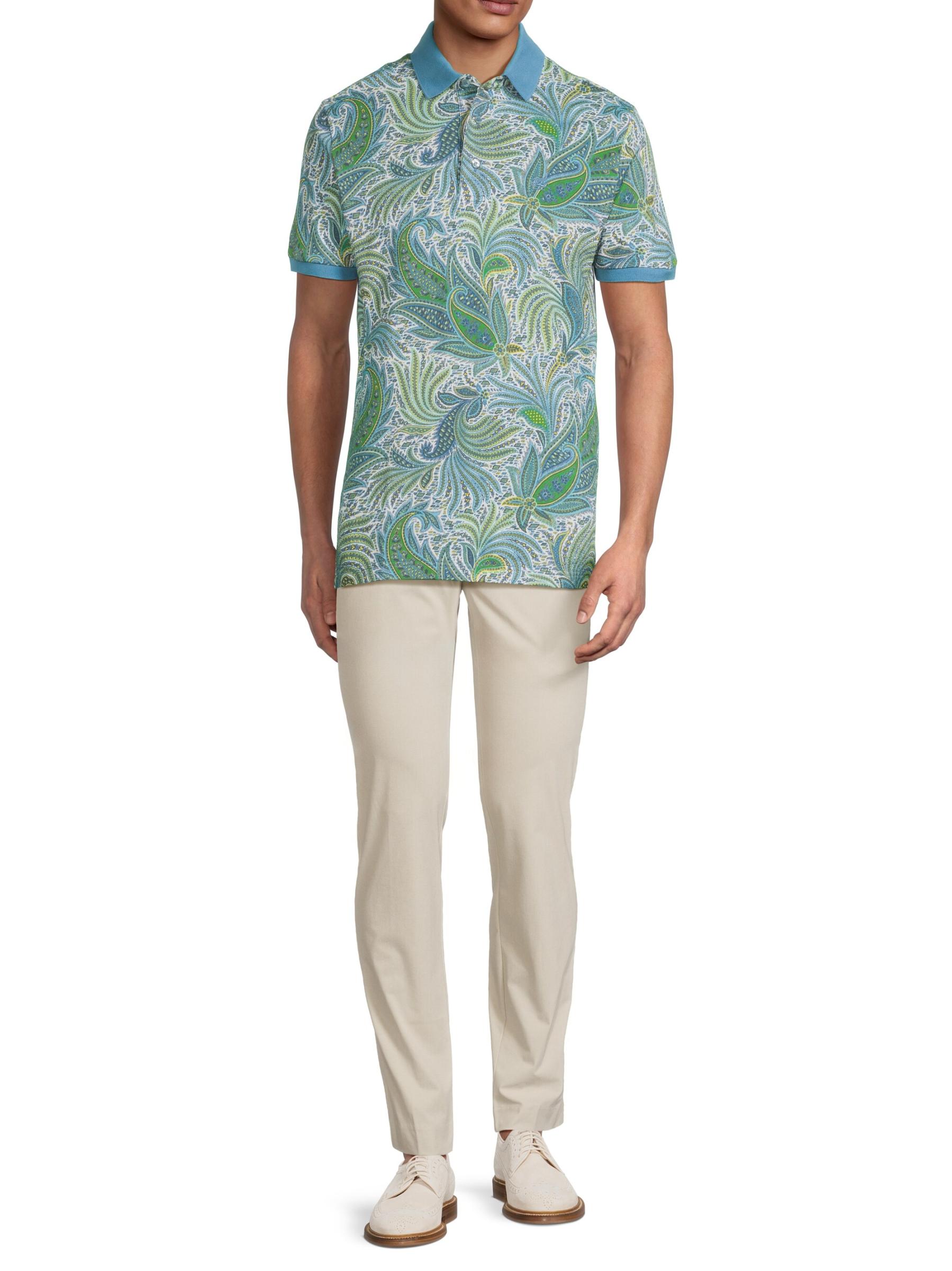 ETRO◆ペイズリーポロシャツ/42/コットン/マルチカラー/花柄 ETRO(エトロ) / ペイズリーポロシャツ/42/コットン/マルチカラー