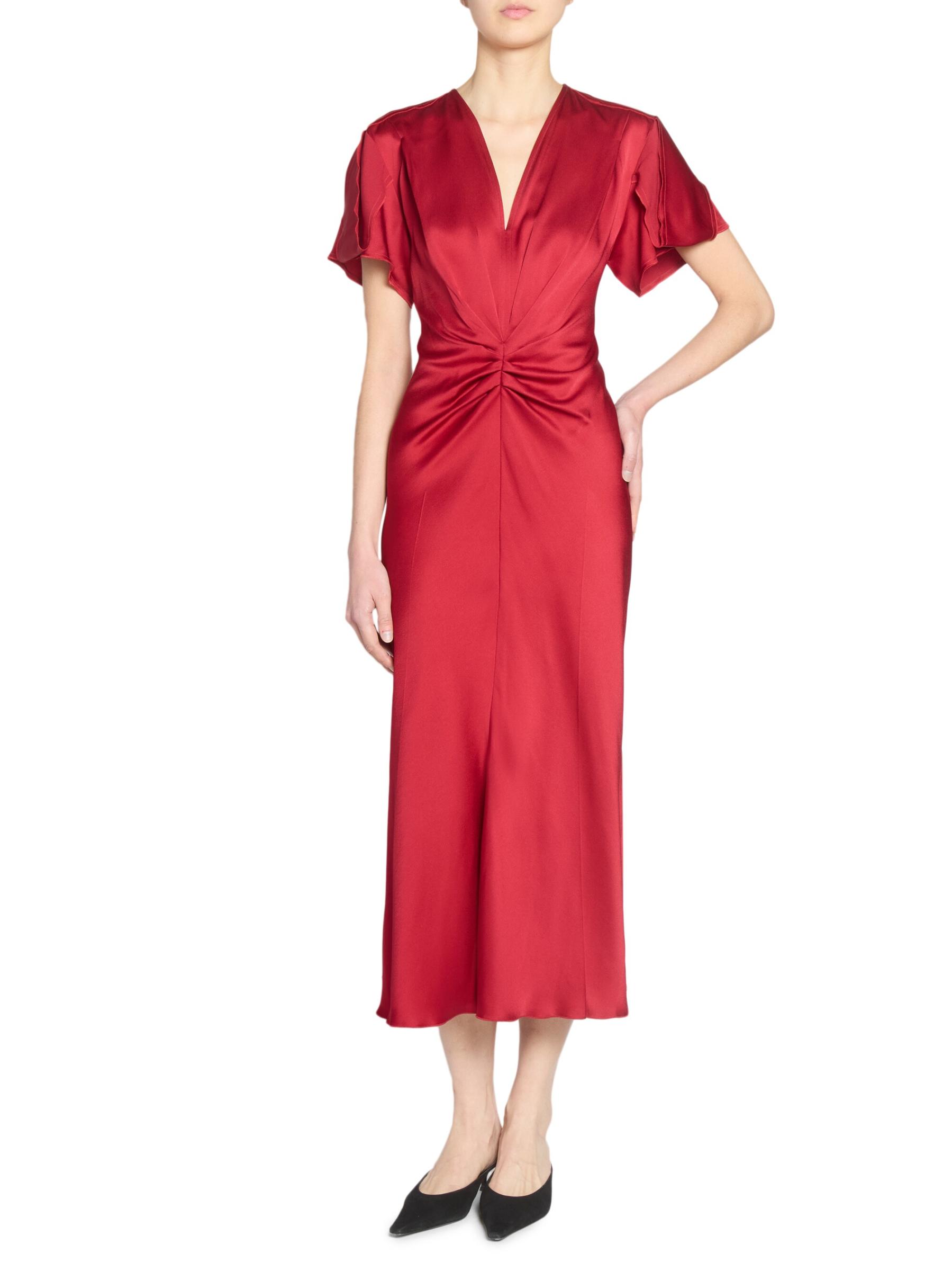 VICTORIA BECKHAM ギャザーミディドレス Victoria Beckham】ギャザーミディドレス