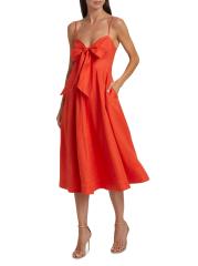 Shop Zimmermann - Crush Linen Tie-Front Midi-Dress | Saks