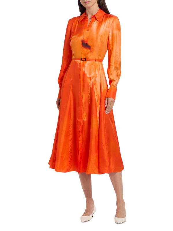 #2: قميص مزين بطيات من الحرير بألوان مائية - طباشير البابايا متعددة