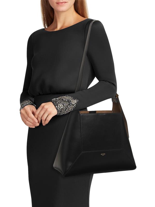 #2: حقيبة هوبو متوسطة الحجم من الجلد الماسي - أسود + ذهبي