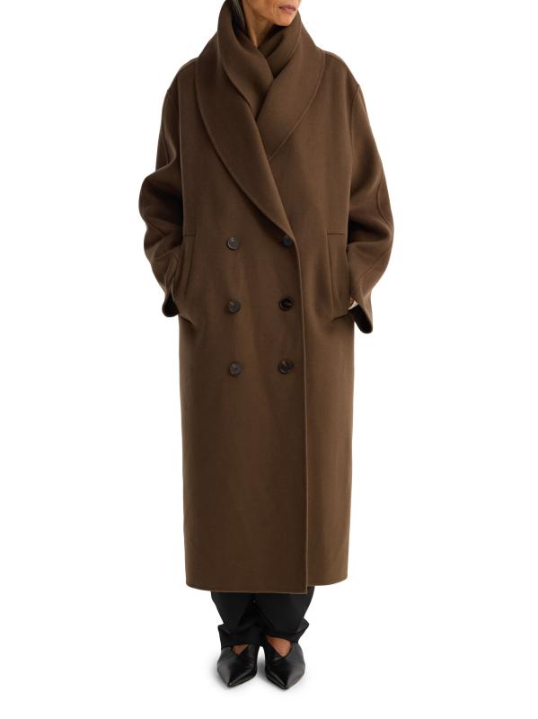 コート ROHE FW25 DOUBLE FACE WOOL SCARF COATY (41610174 030) Signature double-faced scarf coat– Róhe