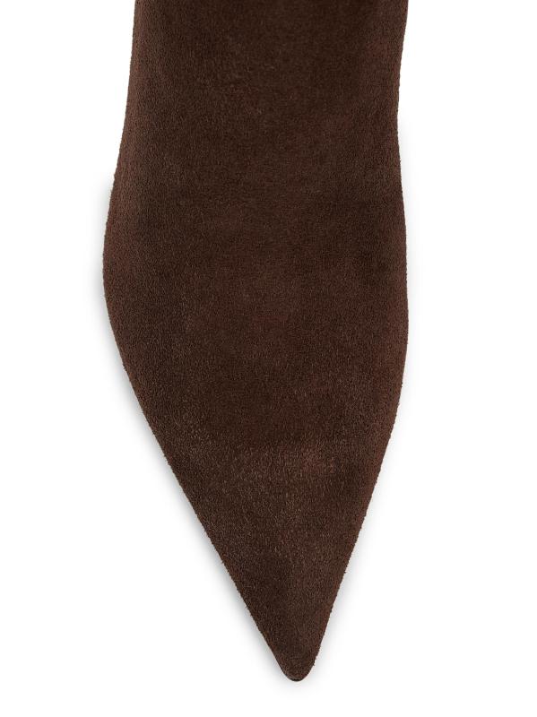 #4: حذاء من الجلد المدبوغ بطول 85 ملم يصل إلى الركبة - بني داكن