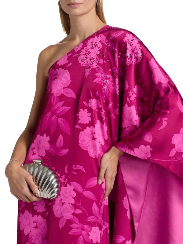 #5: فستان بكتف واحد مزين بشعار ديمي - الورود الرودوليت