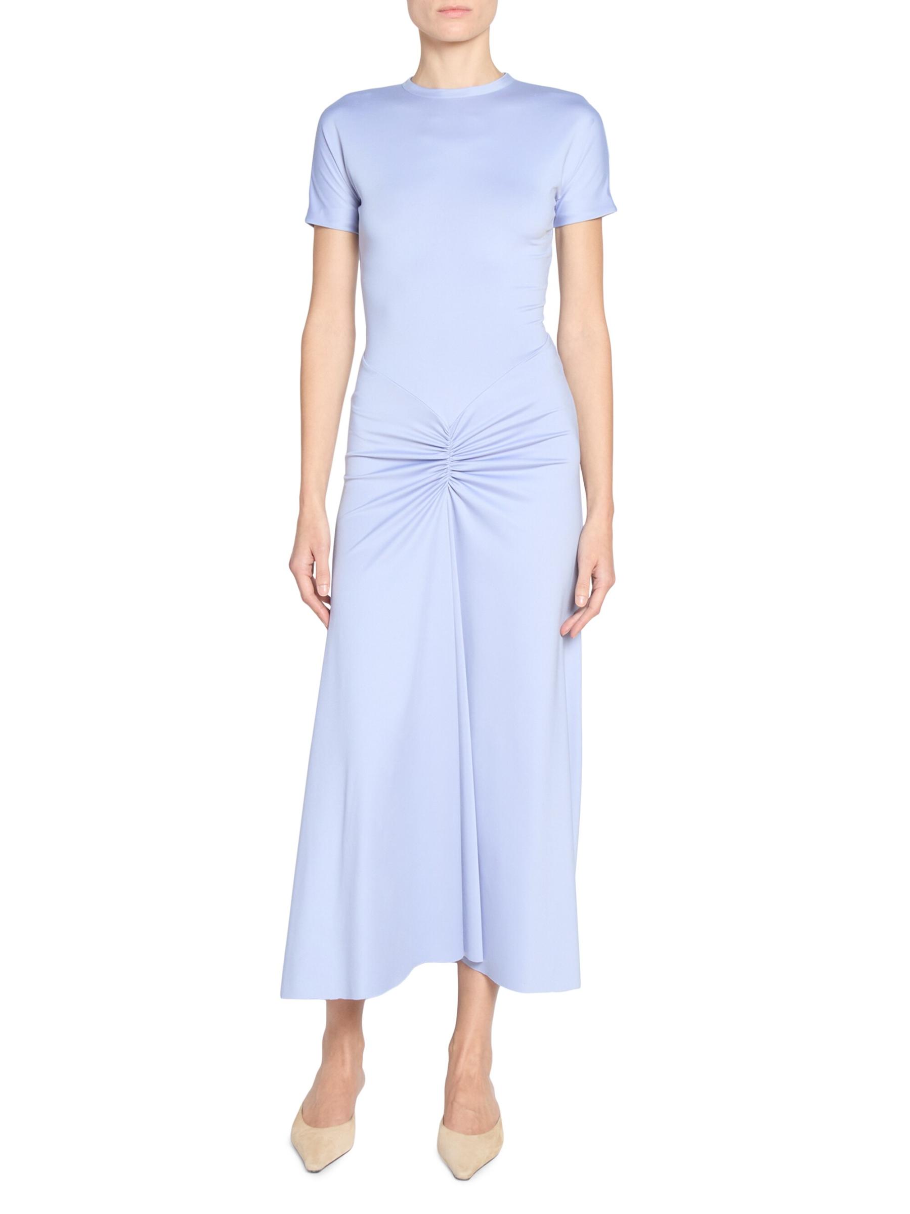 【Victoria Beckham】ウールブレンド◆ギャザー ミディドレス 関税込＞Victoria Beckham＊フロントギャザー ミディドレス GR