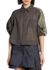 サカイ様用 Shop Sacai - High Twist Voile & Nylon Twill Shirt | Saks