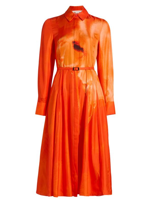 قميص مزين بطيات من الحرير بألوان مائية