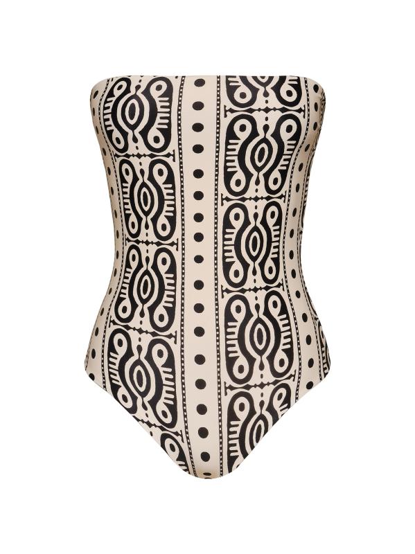 بدلة سباحة من قطعة واحدة بدون حمالات مطبوعة بالشمس