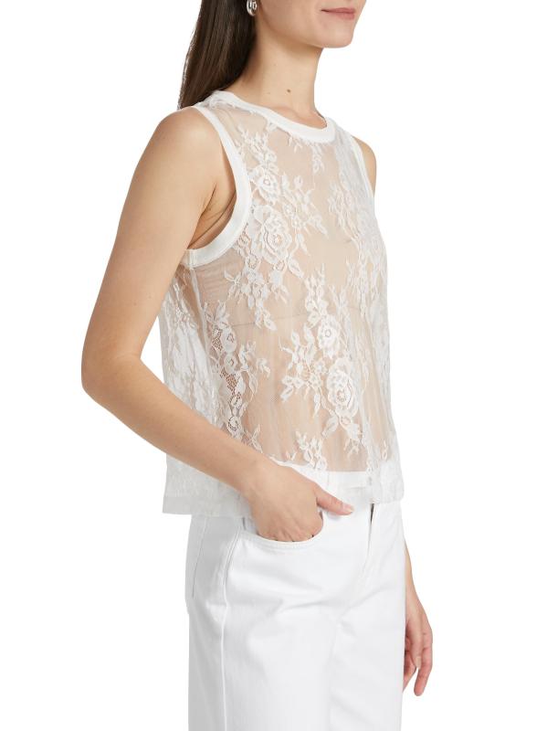 #3: بلوزة بدون أكمام من الدانتيل الشفاف من براكسس - عاجيي