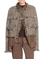 Depound wool blend tweed jacket ブラウン S Men Formal Tweed Blazer Wool Blend Suit Jacket Retro