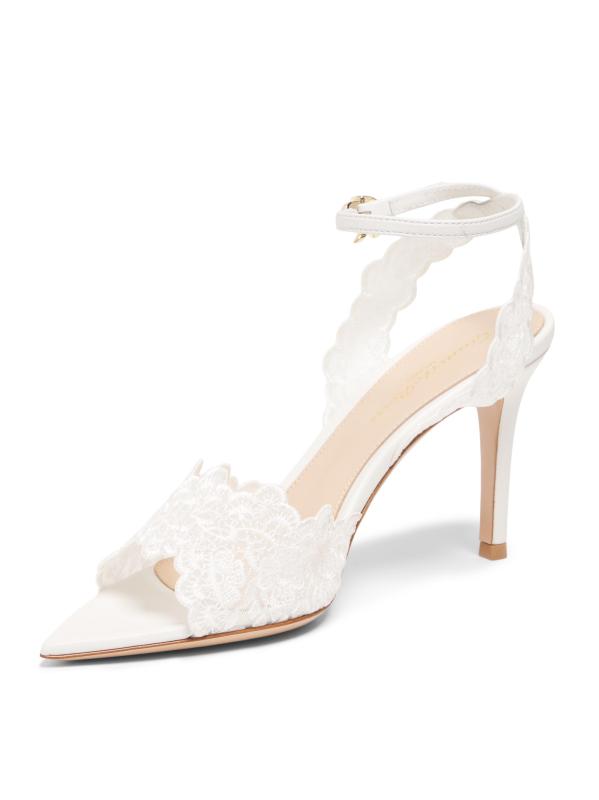 #2: صندل إيفون 80 ملم من الدانتيل الشبكي - أبيض