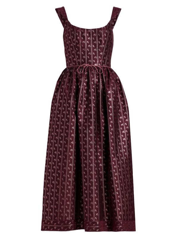 فستان متوسط الطول برقبة دائرية من آبل بروكيد