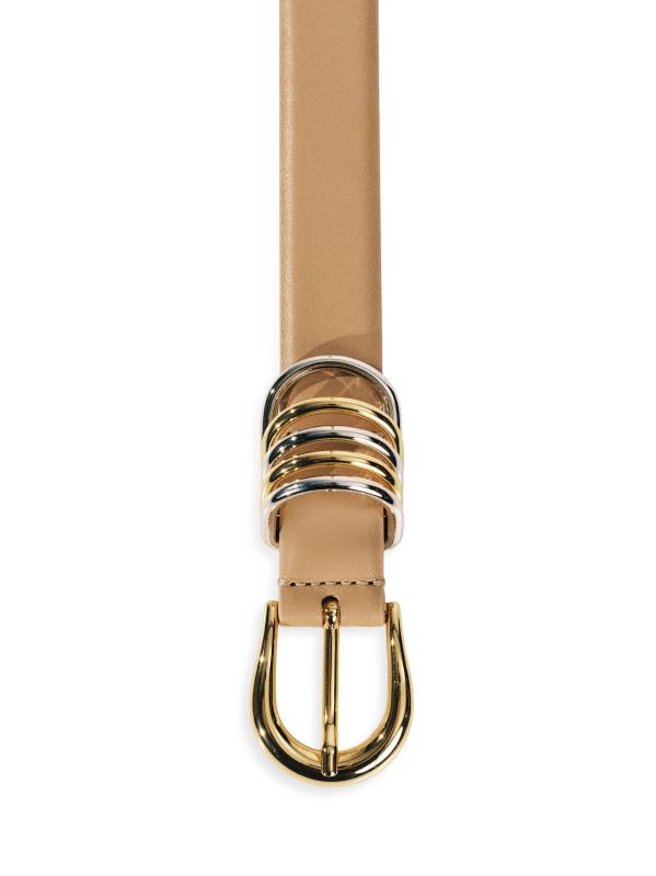 #3: حزام Hollyhock المصنوع من الجلد المعدني المختلط - CAPPUCCINO SILVER AND GOLD