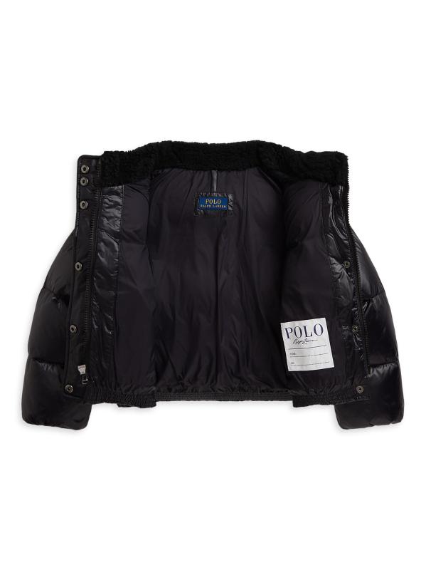 #3: جاكيت نايلون من قماش التفتا للفتيات الصغيرات والبنات - بولو بلاك