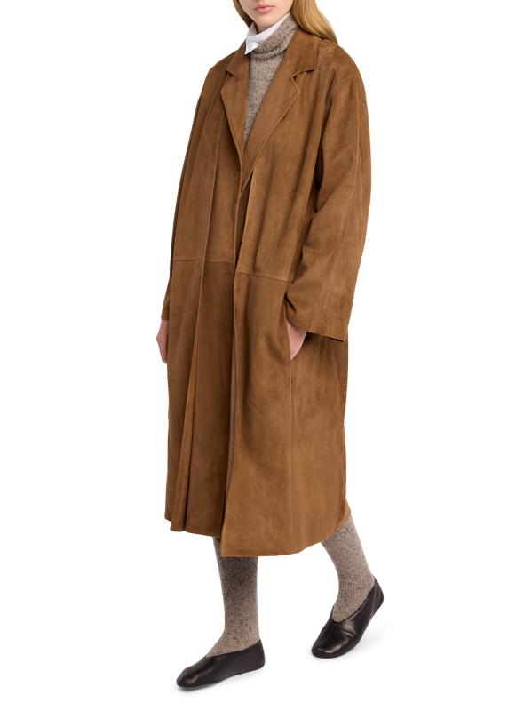 #3: معطف Serenis الثقيل من الجلد المدبوغ - اللون الخمري