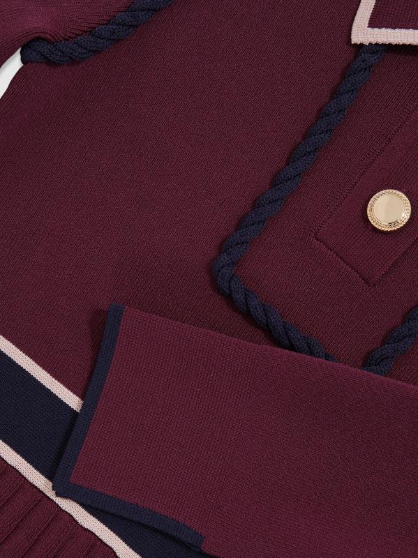 #5: فستان فريا المحبوك للفتيات الصغيرات والفتيات - عنابي اللون