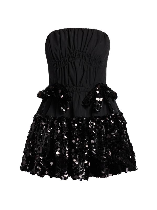 فستان قصير بدون حمالات مزيّن بالترتر من كاميلا