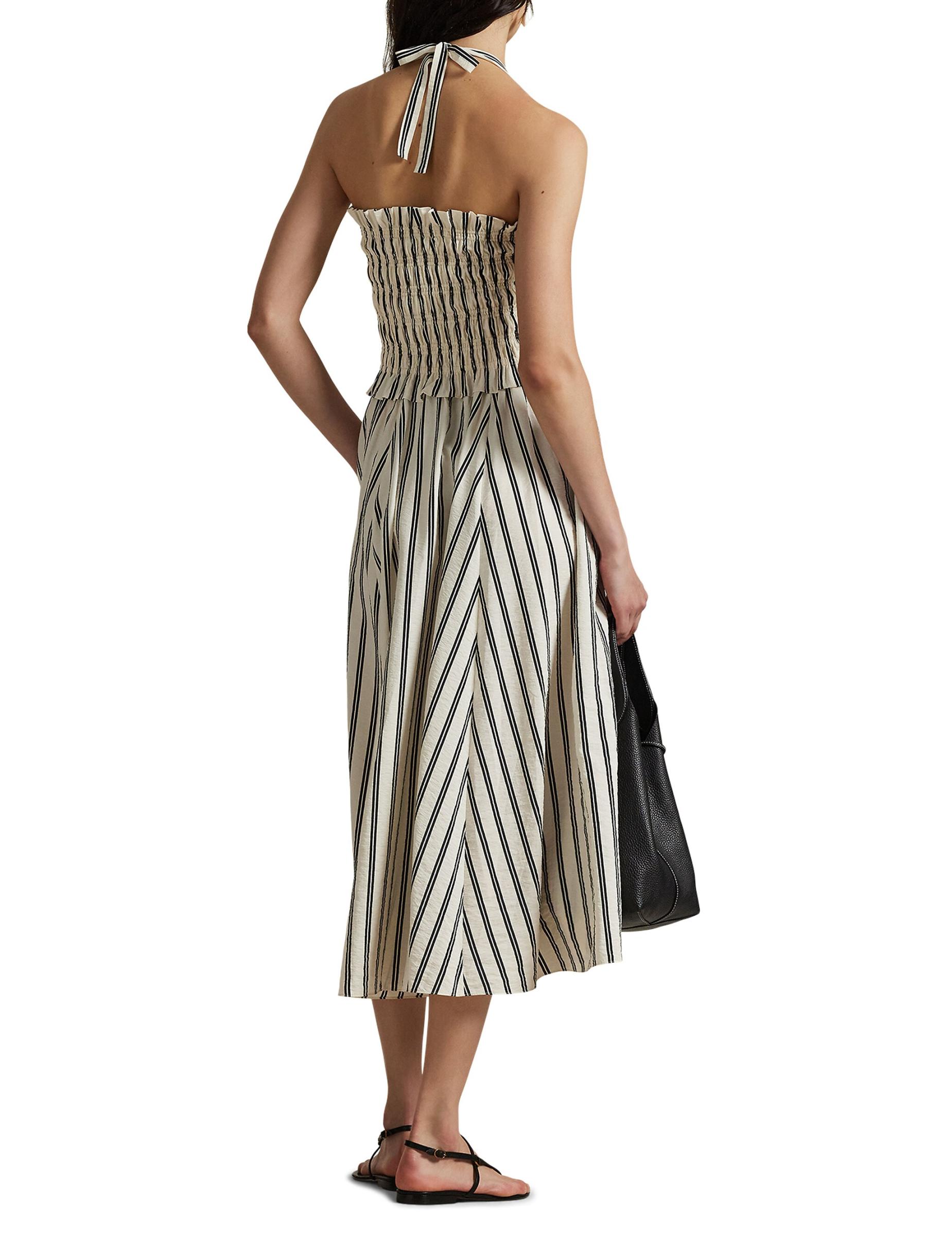送料関税無【LAUREN RALPH LAUREN】STRIPED COCKTAIL DRESS Striped Belted Taffeta Cocktail Dress