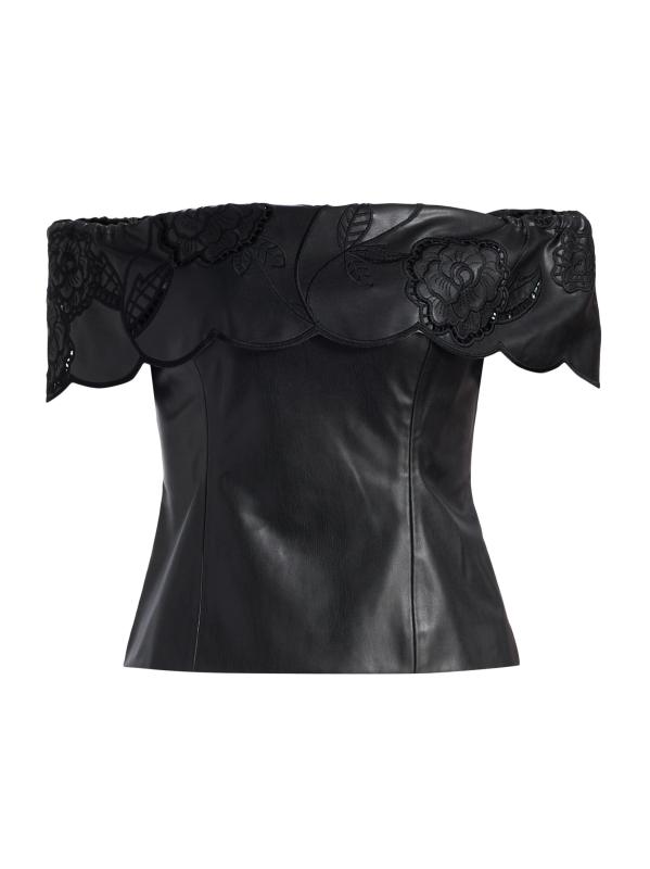 Mariana Faux-Leather Off-the-Shoulder Top