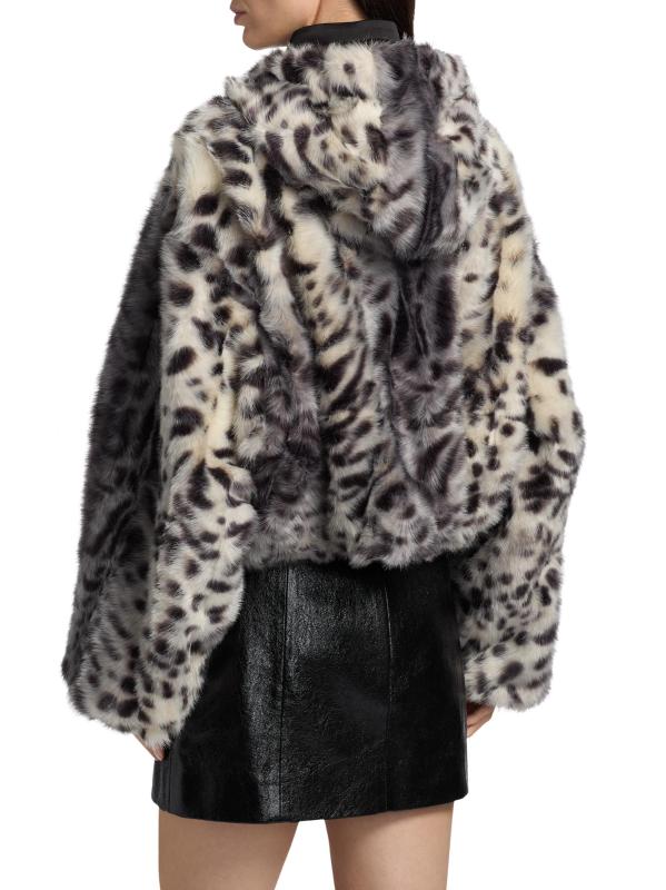 #4: جاكيت Hesse من الفرو الصناعي بنقشة جلد الفهد - نمر أبيض وأسود