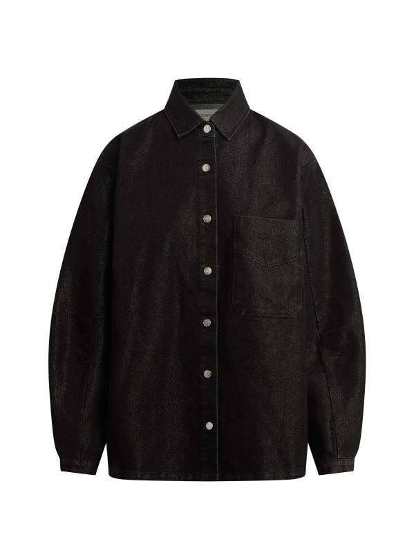 جاكيت من مزيج القطن بأكمام أسطوانية