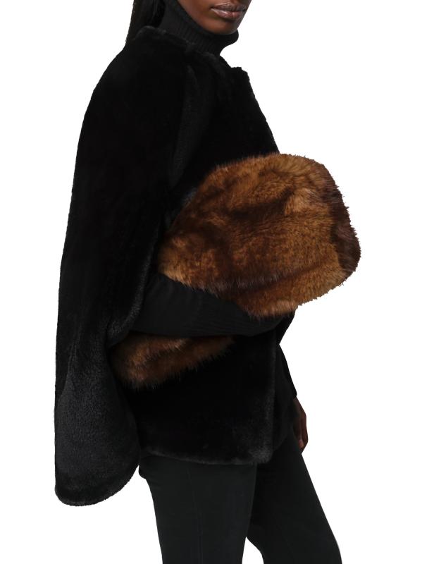 #5: كاب من الفرو الصناعي بطبعة Sloane - أسود