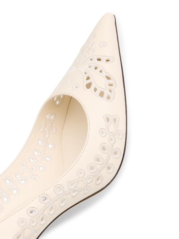 #4: حذاء لوف 85 ملم من الجلد المطرز - أبيض