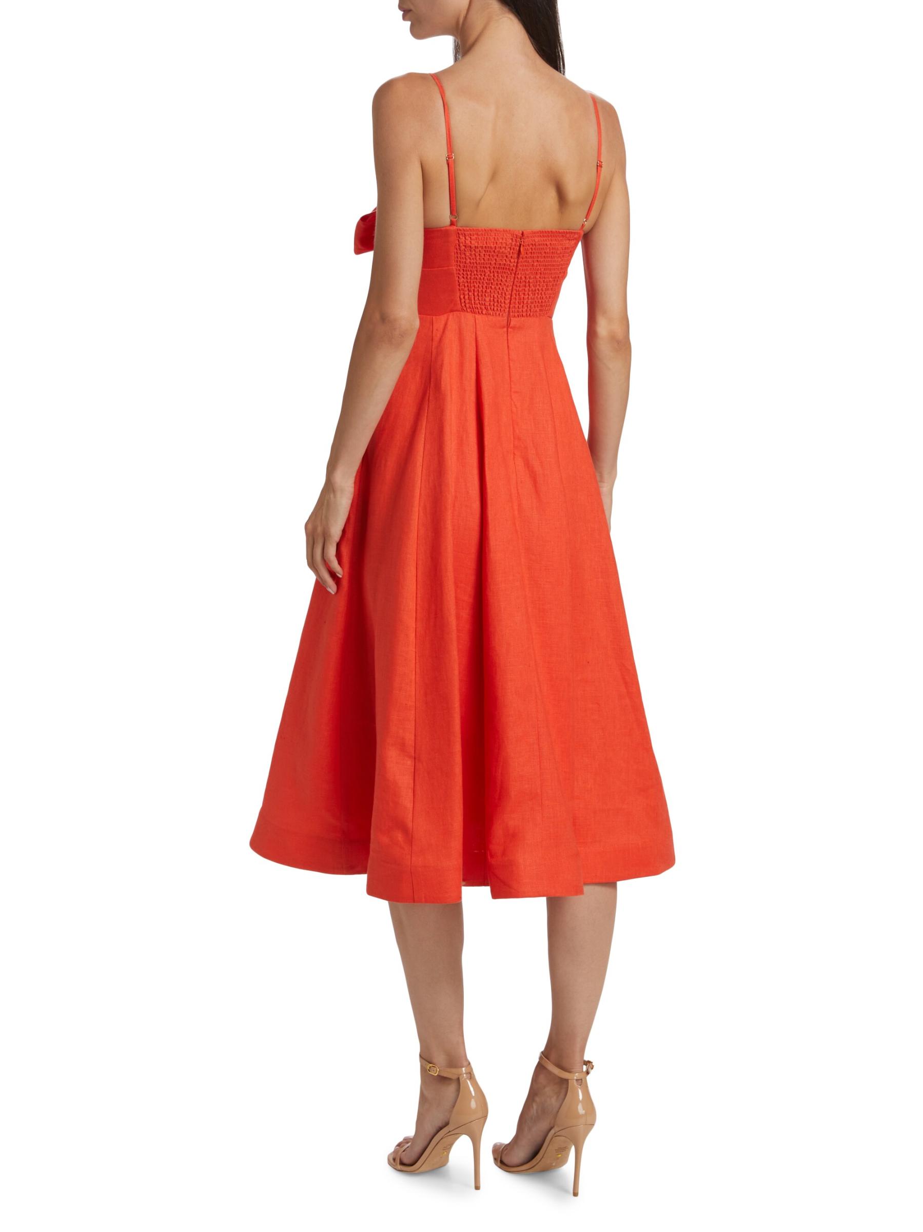 Shop Zimmermann - Crush Linen Tie-Front Midi-Dress | Saks