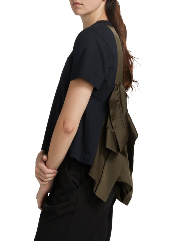 [sacai] コットン×サテン Tシャツ 関税・送料込】sacai サテン コットン ジャージー Tシャツ