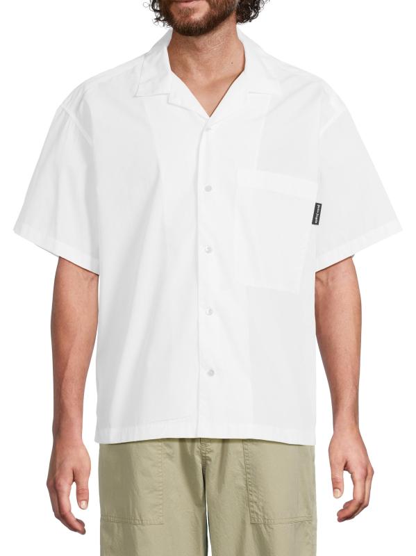 #2: قميص قطني كلاسيكي بشعار منحني - أبيض + أسود