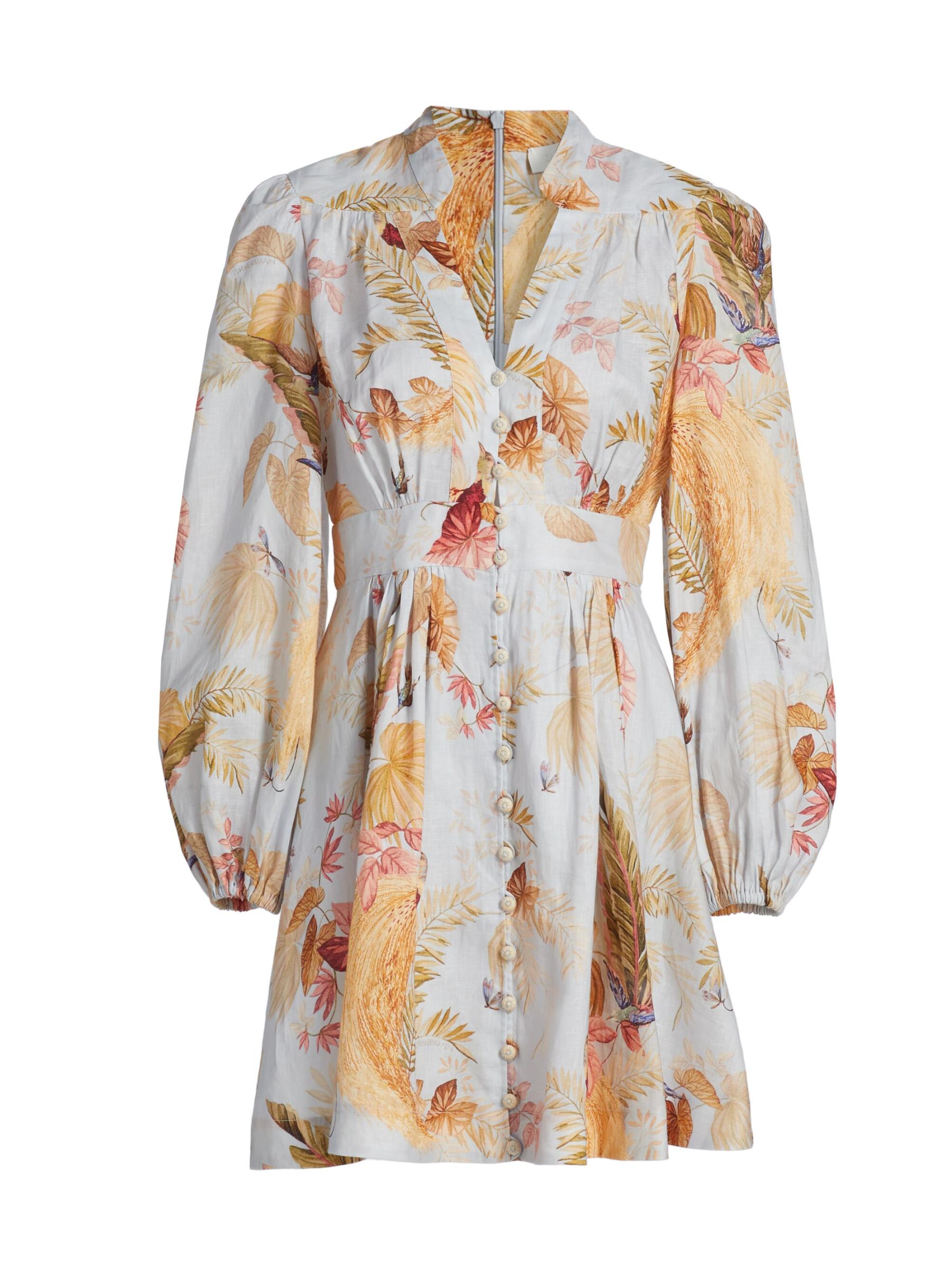 Shop Zimmermann - Ascension Plunge Linen Minidress | Saks