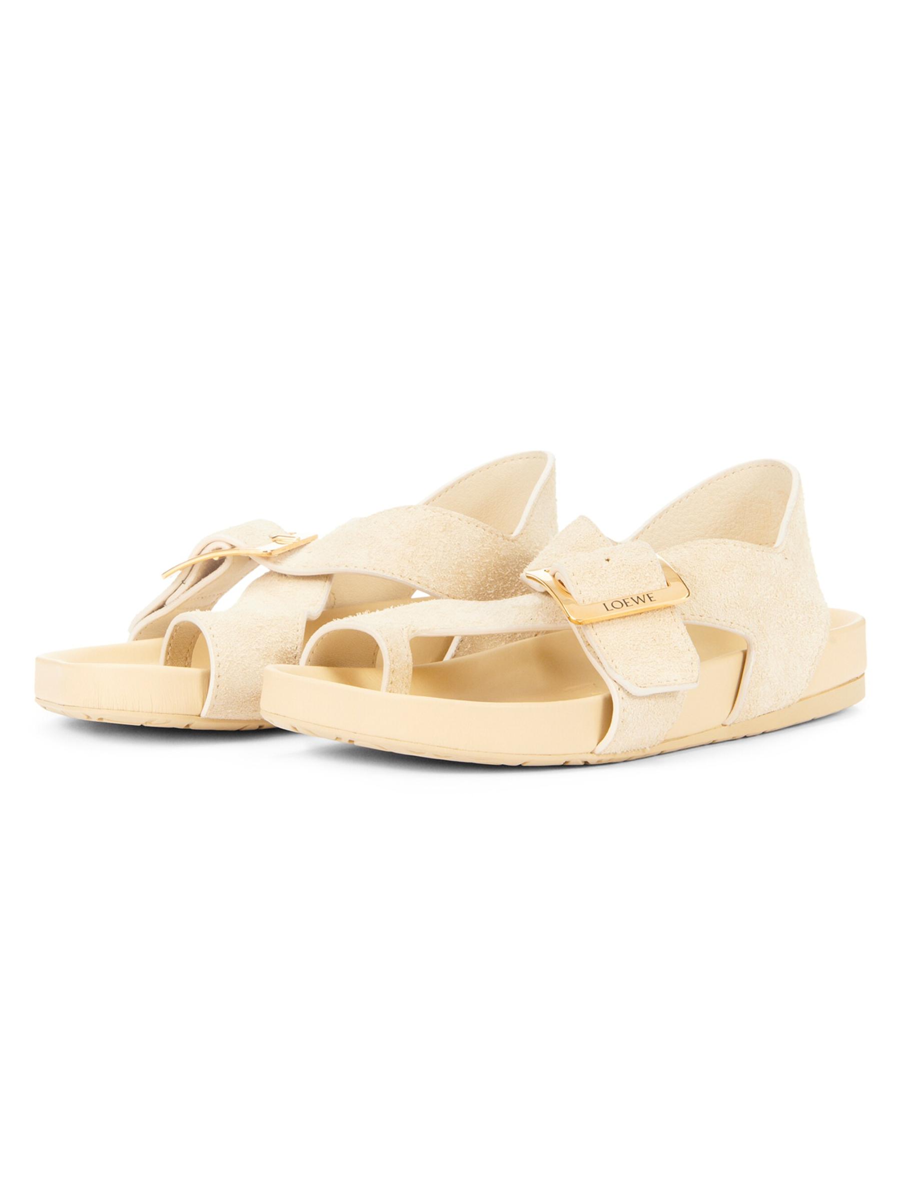 LOEWE◆EASE スライド 45 ミュール オートミルク Loewe - Petal Oat Milk Suede & Crystal Mule, 45mm