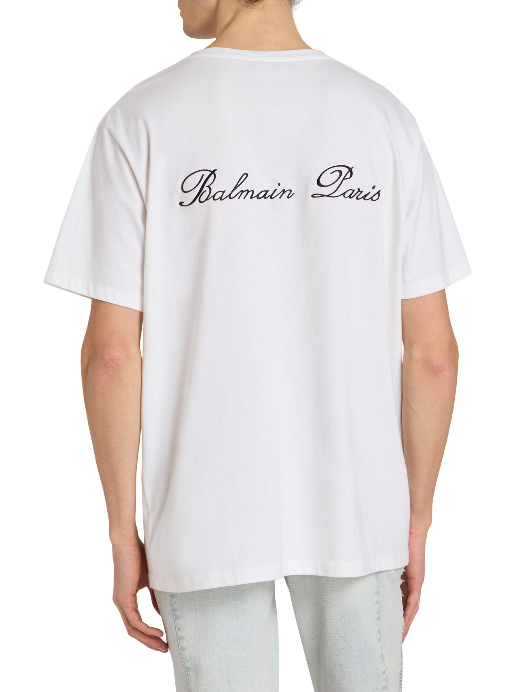 Balmain - ロゴ刺繍コットンTシャツ をオンライン購入 | Saks