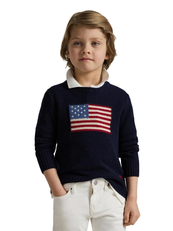 #3: سترة الكشمير بالعلم الأمريكي للأولاد الصغار - القوات البحرية