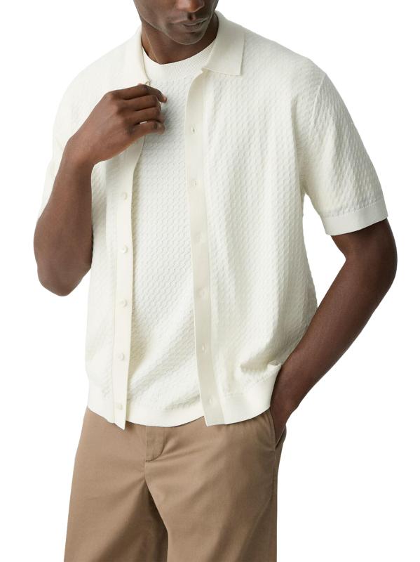 #2: قميص Cairn Tactile من القطن بأزرار أمامية - قشر البيض