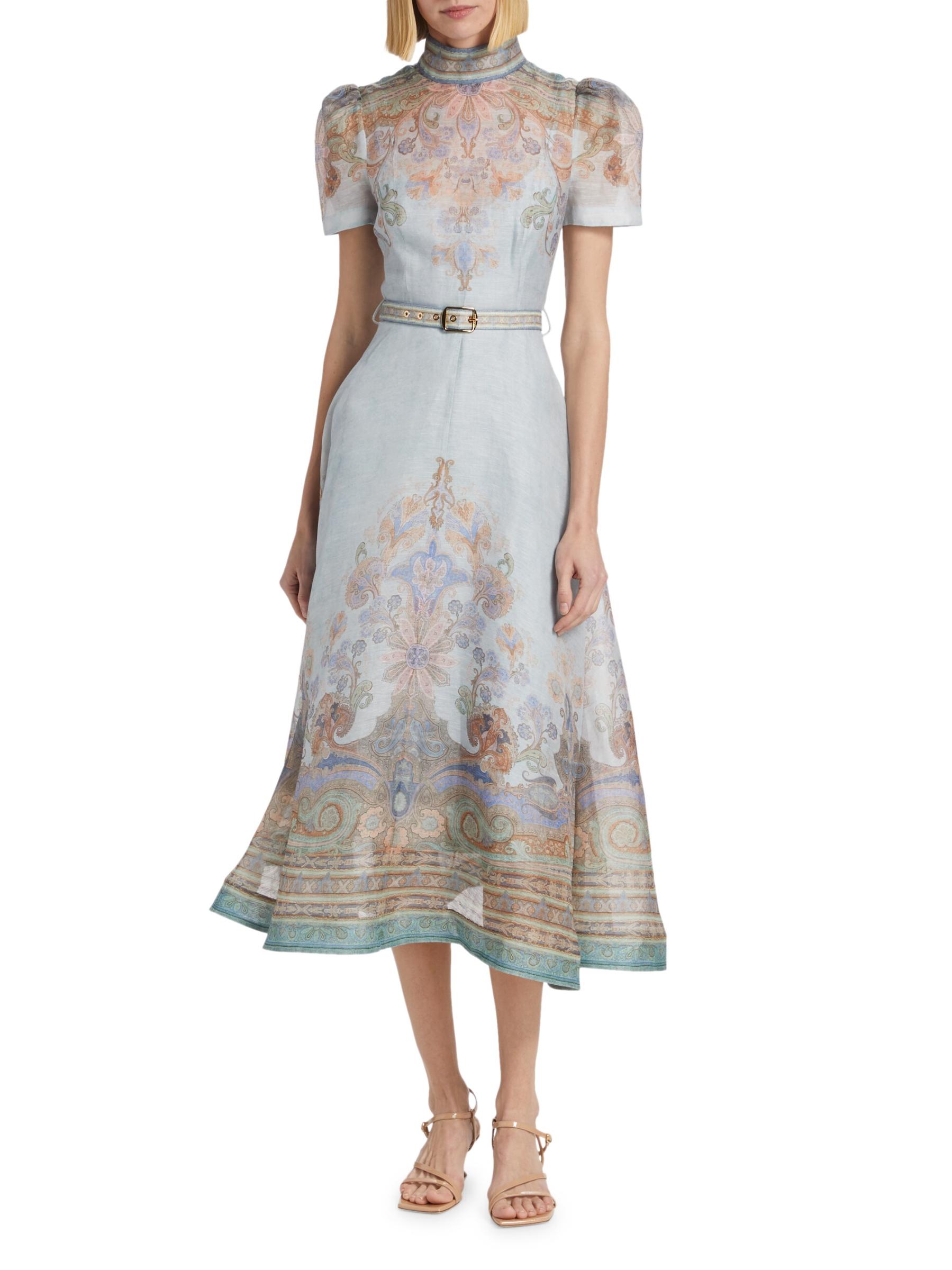 ワンピース ZIMMERMANN LINEN AND SILK DRESS Zimmermann Eden linen and silk midi dress Zimmermann