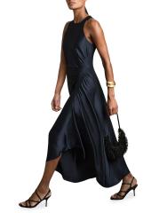 Shop Reiss - Anessa Gathered Satin Midi-Dress | Saks Fifth