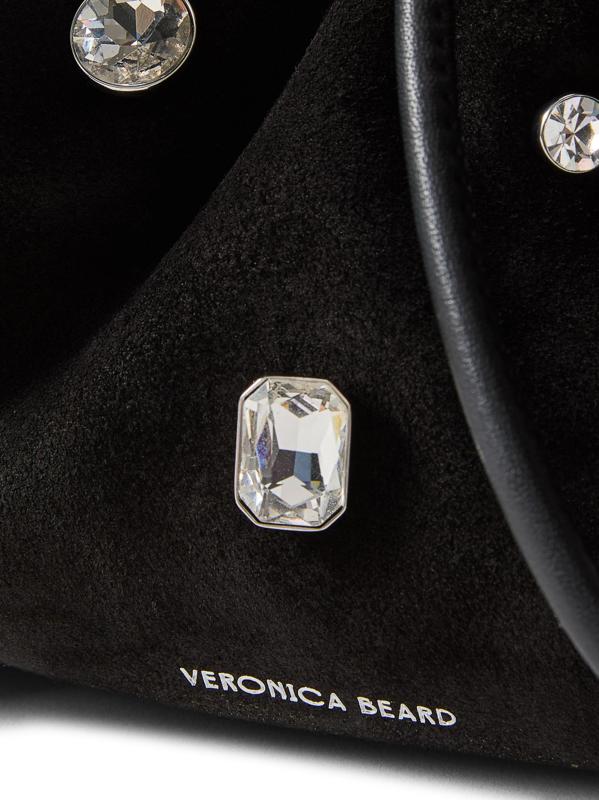 #4: حقيبة كتف صغيرة من الجلد السويدي الكريستالي - أسود