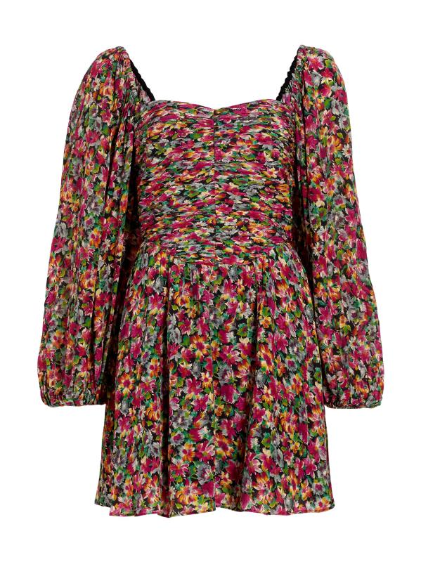 فستان فيفان قصير بأكمام منفوخة