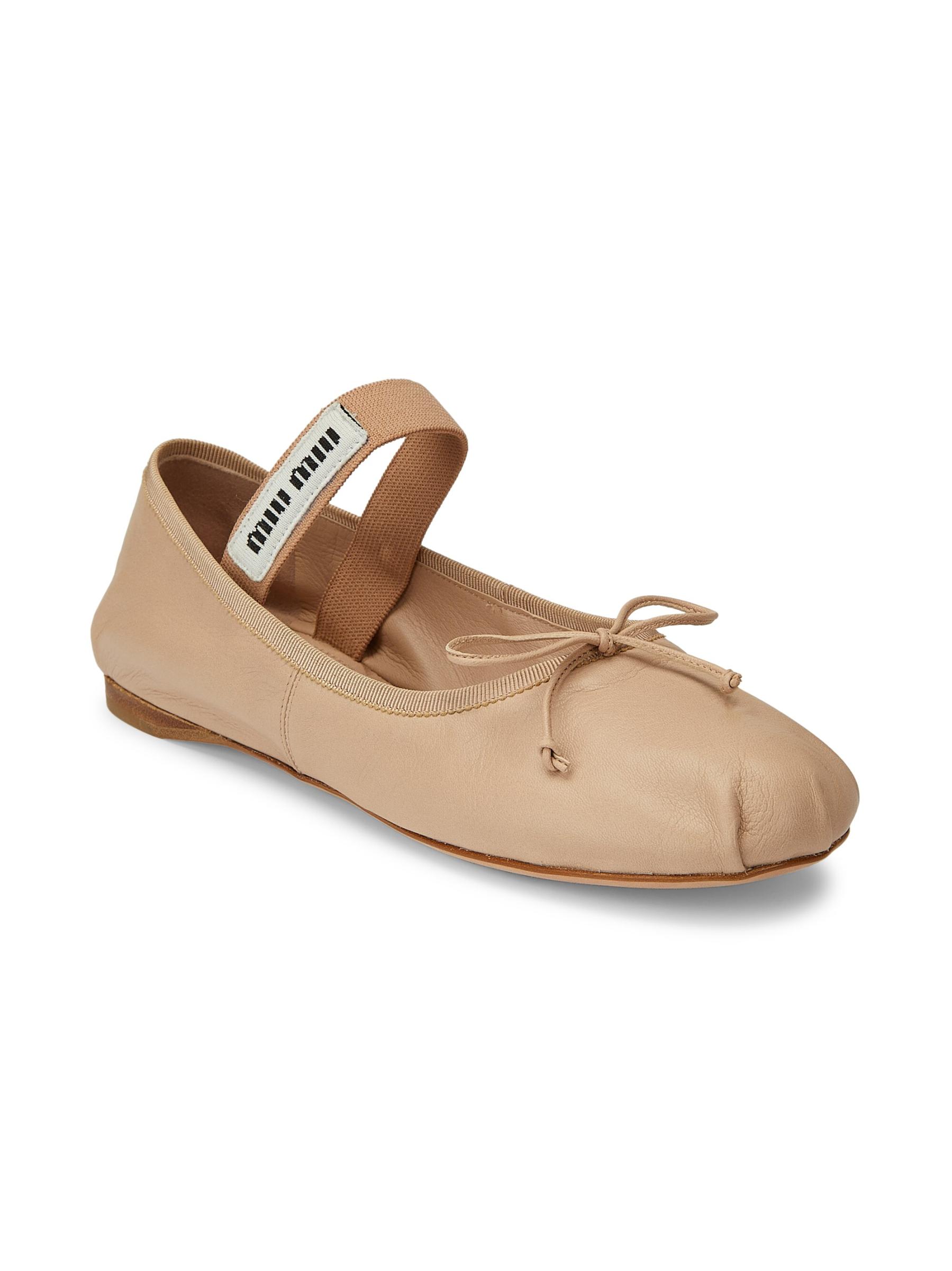 バレエシューズ MiuMiu Leather ballet flats Miu Miu Leather Ballerina Shoes | Pink | FARFETCH