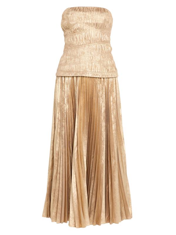 فستان متوسط الطول من روكلاند ميتاليك بدون حمالات