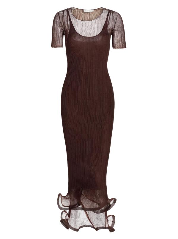 فستان سيلينا متوسط الطول من الشيفون بطيات